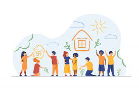 Students engaging in a community